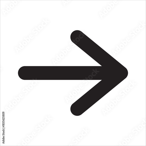 Right pointed arrow icon. Right arrow icon symbol. Vector icon design. Symbol of next and go.