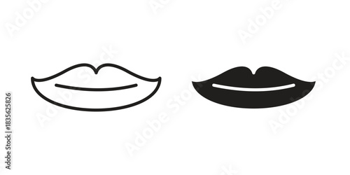 Thin lips icon. Outline, Glyph and Filled Outline Style