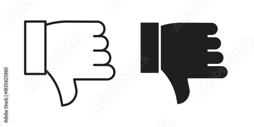 Thumb down icon. Outline, Glyph and Filled Outline Style