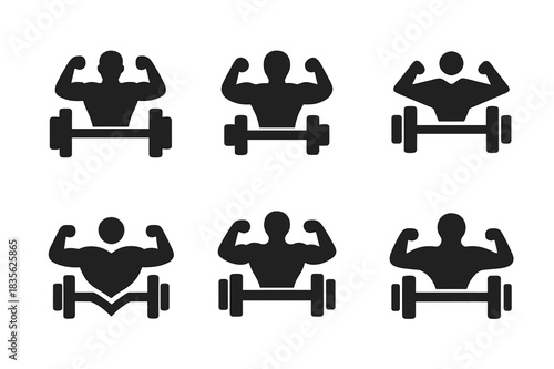 Fitness Logo Variations. Fitness. Icon set. Set Logo of fitness: fitness app interface icon. harmonious logo variations of the same emblematic concept, each