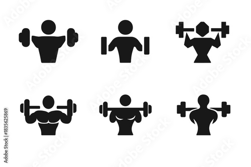 Fitness Logo Variations. Fitness. Icon set. Set Logo of fitness: fitness app interface icon. harmonious logo variations of the same emblematic concept, each
