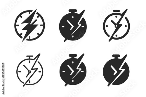 Flash Sale Logos. flash sale poster. Icon set. Set Logo of flash sale poster: countdown timer. harmonious logo variations of the same emblematic concept, each