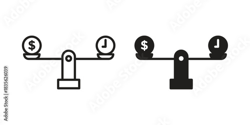 Time and money compare scale icon. Outline, Glyph and Filled Outline Style