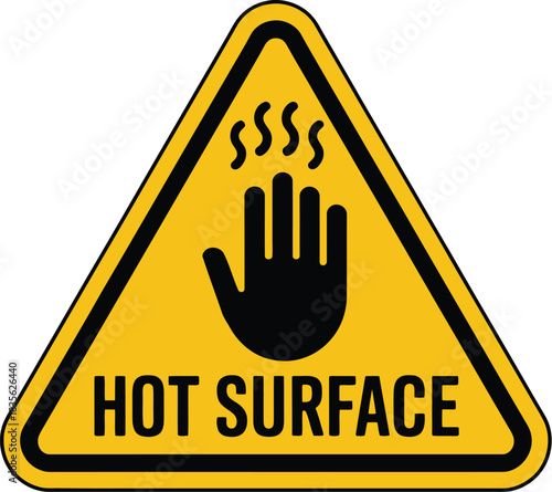 Hot surface warning sign vector image for safety precautions and hazard awareness in workplace area