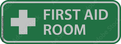 Find first aid room location emergency medical assistance healthcare facility safety sign guidance