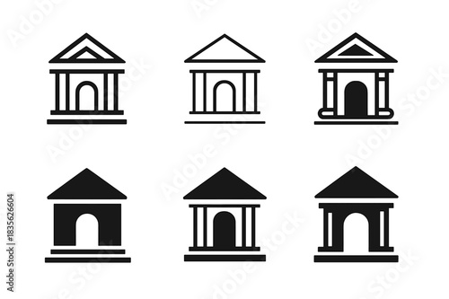 Heritage Logo Designs. Ethnic heritage. Icon set. Set Logo of heritage monument. harmonious logo variations of the same emblematic concept (Abstract geometric,