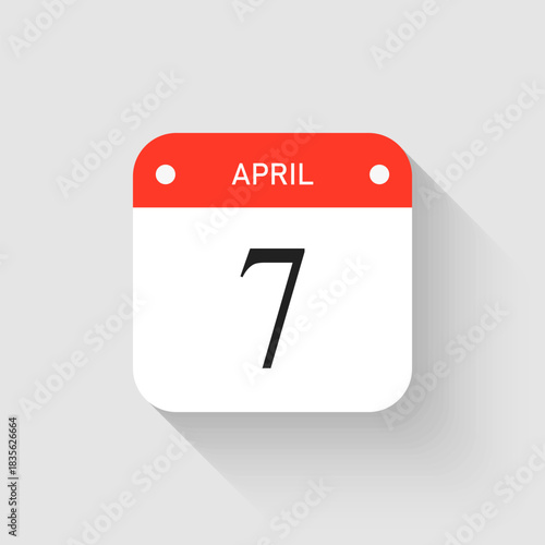 Vector icon page day calendar - 7 April month