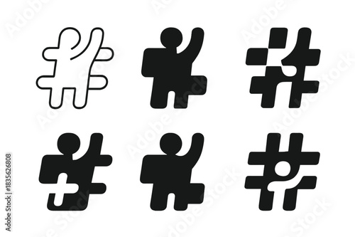 Influencer Icon Set. The Role of Influencers in Shaping Internet Trends. Icon set. Set Logo of The Role of Influencers in Shaping Internet Trends: Hashtag