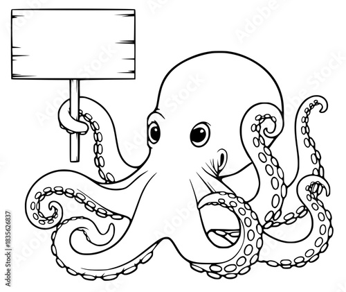 octopus with advertising board