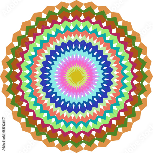 Colorful Abstract Mandala Design with Geometric Shapes for Meditation and Creative Backgrounds and Artistic Expression and Decorative Elements