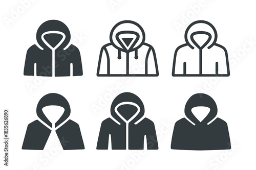 Jacket Logo Variations. Wearing a Light Jacket. Icon set. Set Logo of Wearing a Light Jacket: jacket collar and hood. harmonious logo variations of the same