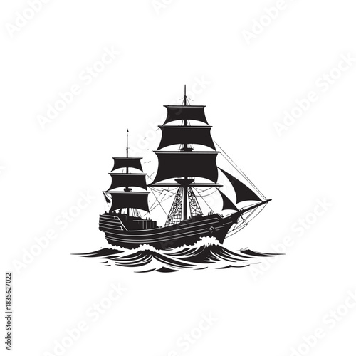 Modern Minimal Ship Silhouette Vector Logo Icon For Transportation Travel And Web Design