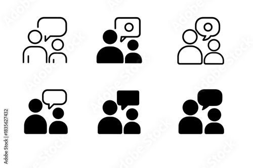 Mentorship Icon Variations. Mentor offering advice. Icon set. Set Logo of mentorship: communication speech bubbles. harmonious logo variations of the same