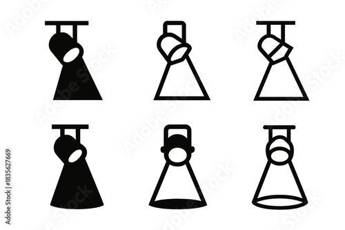 Monologue Logo Variations. Monologues. Icon set. Set Logo of monologues: solitary spotlight icon. harmonious logo variations of the same emblematic concept,