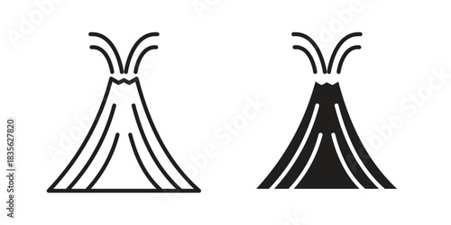 Volcano icon. Outline, Glyph and Filled Outline Style