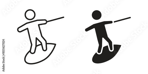 Wakeboarding icon. Outline, Glyph and Filled Outline Style