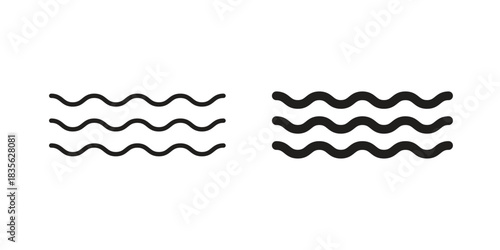 Wave icon. Outline, Glyph and Filled Outline Style