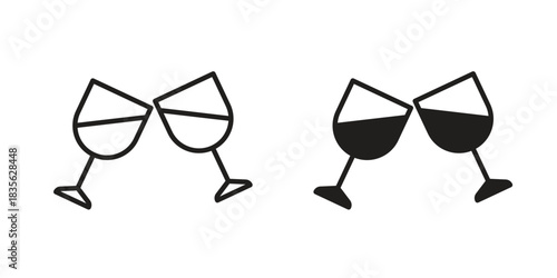 Wine toast icon. Outline, Glyph and Filled Outline Style