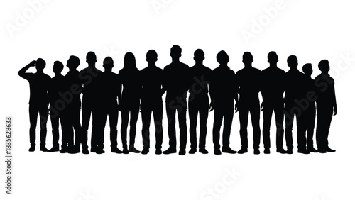 Diverse group of people silhouettes isolated on white background, Vector