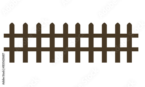 Brown wooden fence illustration against a white background for design