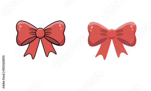 Red bow illustration for festive decorations and gift wrapping