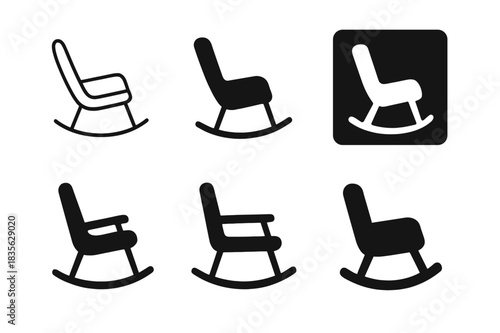 Self-Care Sunday Icons. Self-care Sunday routines. Icon set. Set Logo of relaxing chair. harmonious logo variations of the same emblematic concept (Minimal