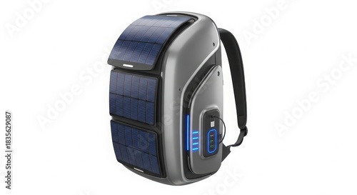 Sleek Solar Charging Backpack with Integrated Photovoltaic Panels and USB Ports for Sustainable Power and Travel