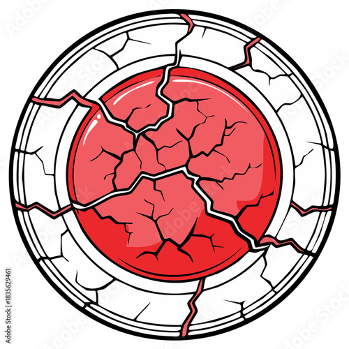Cracked Orb with Lines Radiating Through Center, Decorative Element