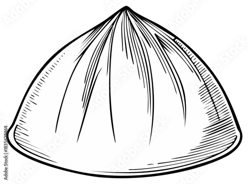 Traditional Asian Conical Rice Hat Hand Drawn Sketch Illustration
