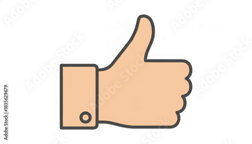 Thumbs up hand gesture icon. Flat vector illustration of a like symbol. Sign of approval, success, and positive feedback for social media