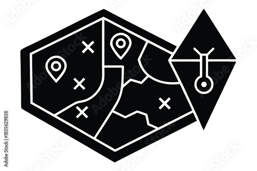strategy map vector icon silhouette