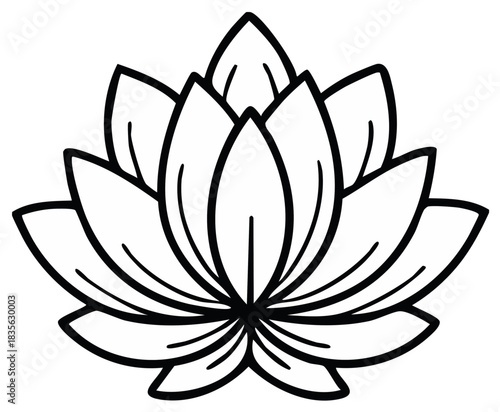 Elegant Lotus Flower Line Art Icon for Spirituality Yoga and Wellness