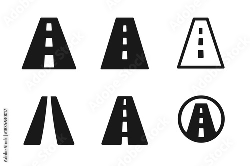 Traffic Icon Variations. Traffic. Icon set. Set Logo of Traffic: highway road pattern. harmonious logo variations of the same emblematic concept, each with
