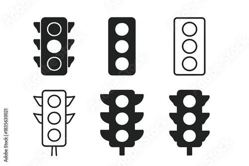 Traffic Light Icons. Traffic. Icon set. Set Logo of Traffic: traffic light signal. harmonious logo variations of the same emblematic concept, each with
