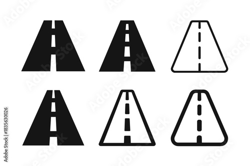 Traffic Icon Variations. Traffic. Icon set. Set Logo of Traffic: highway road pattern. harmonious logo variations of the same emblematic concept, each with