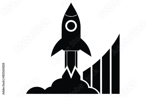 rocket growth con vector icon silhouette