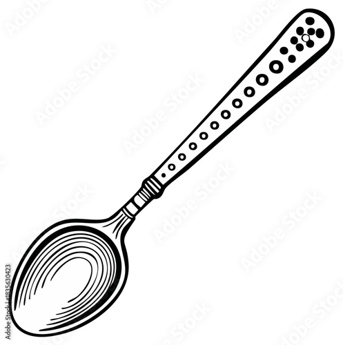 Decorative Black and White Spoon Design Vintage Style Utensil Flatware Cutlery