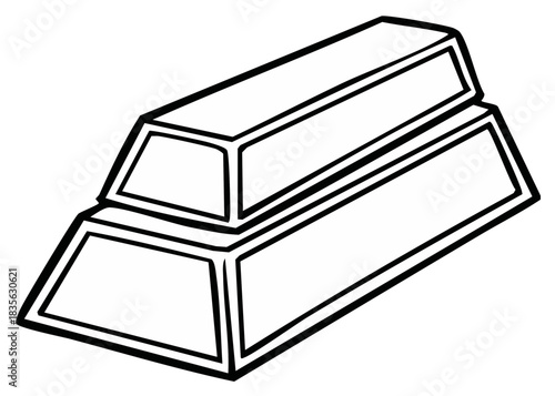 Stacked Black and White Outline of Gold Bullion Bars