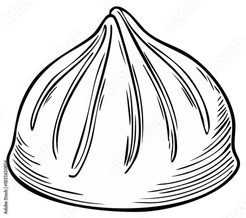Hand Drawn Dim Sum Dumpling Sketch in Black and White
