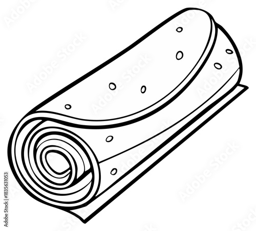 Rolled up flatbread with small circles pattern line art