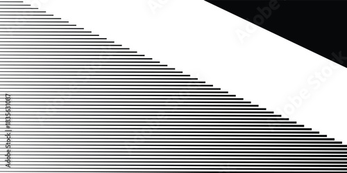 Seamless vector abstract black and white geometric pattern with fading wavy lines, tracks, and halftone stripes. Illustration in extreme sports and urban art style. Trendy monochrome graphic texture.