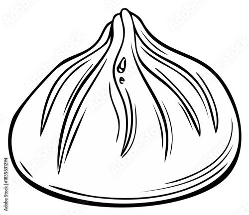 Delicious Dumpling Illustration Chinese Food Dish Sketch Isolated on White Background