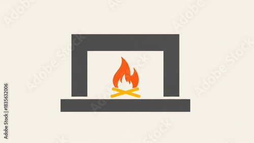 Cozy minimalist fireplace with warm glowing flames brings a sense of comfort and relaxation to your home decor design this winter season