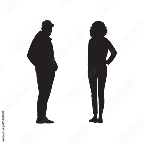 Black vector illustration of a dancing couple silhouette