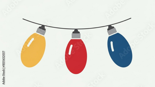 Festive string of Christmas lights casting a warm holiday glow, perfect for seasonal greetings and celebrations, bringing joy and cheer to all designs