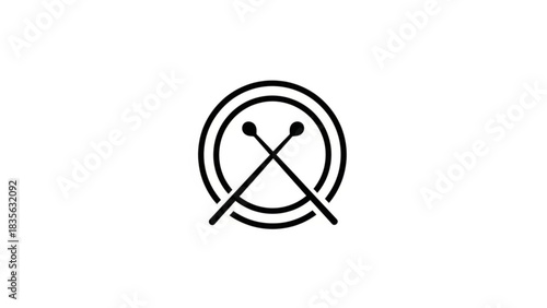 Dynamic drum kit logo design with crossed sticks, perfect for music branding, band logos, or music festival promotions, bold and modern style