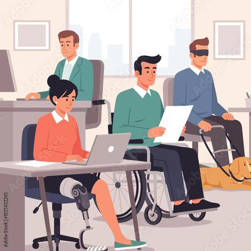 Diverse and Inclusive Workplace - People with Disabilities Working Together.
