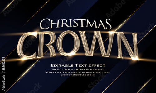 [Editable Text Effect Logo] ” Christmas Crown  Logo” The title logo style is a Metallic logo style background perfect for Christmas design.