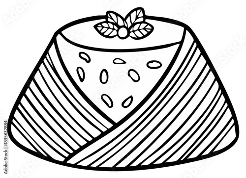 Asian Zongzi Dumpling Outline with Beans and Leaves Traditional Food