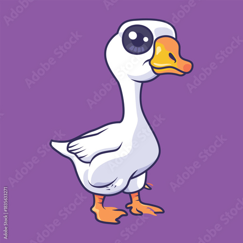 Cute goose animal cartoon character vector Illustration